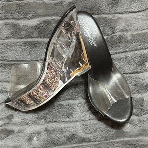 Shuzumiao Glitter and Black Clear Heels